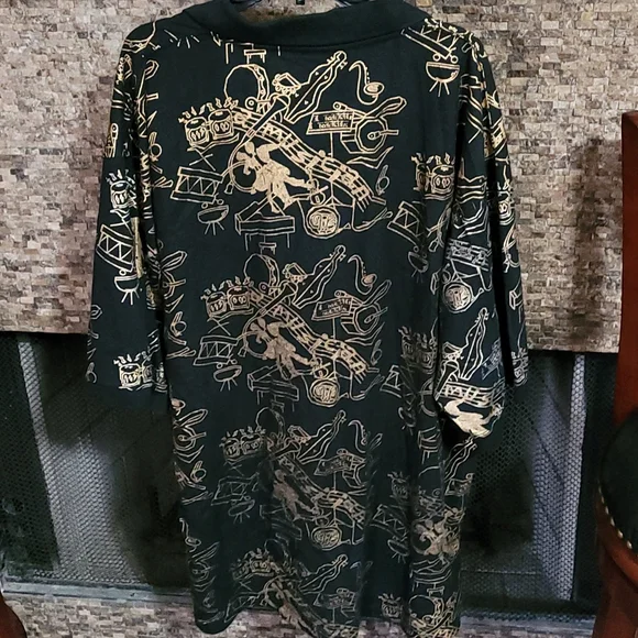 Men's Print Black Gold Shirt SIZE 4X - Picture 5 of 5